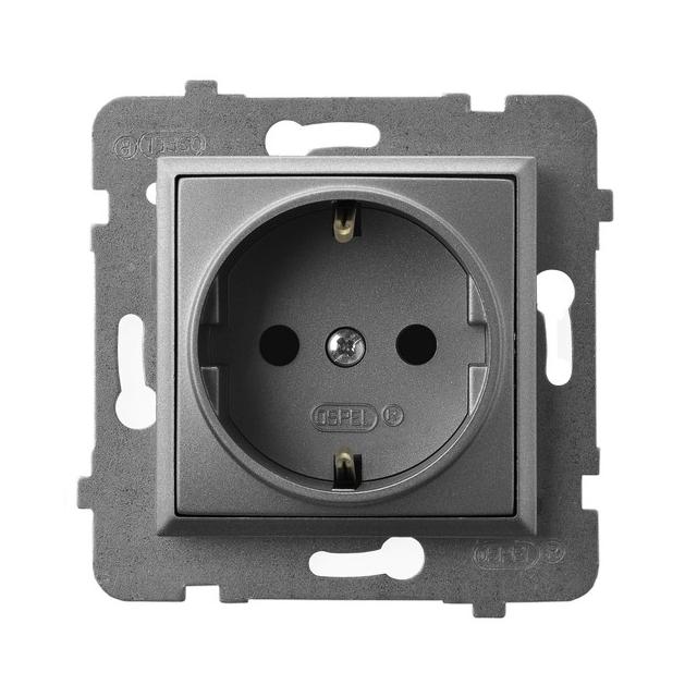 ARIA Gniazdo pojedyncze z uziemieniem schuko - kolor szary mat