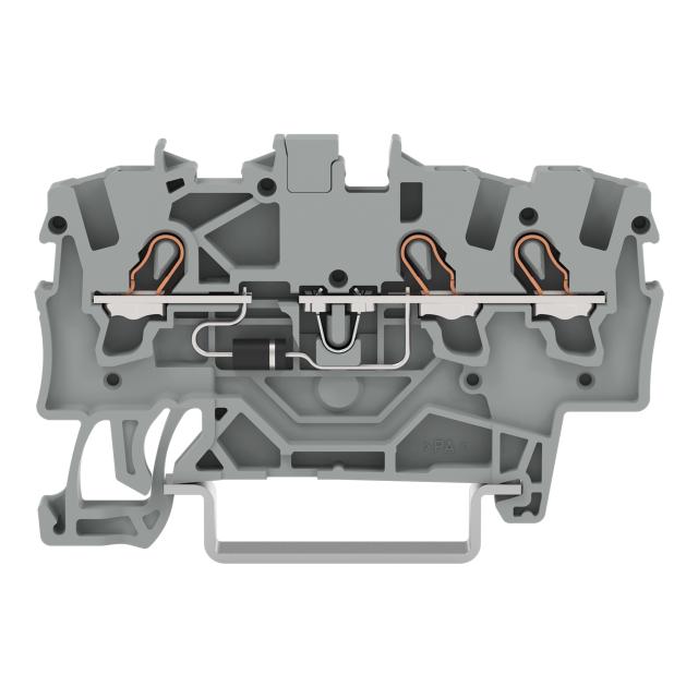 Złączka szynowa diodowa 3‑przewodowa 1,5mm2 szara 1N4007 2001‑1311/1000‑410 /100szt./ WAGO