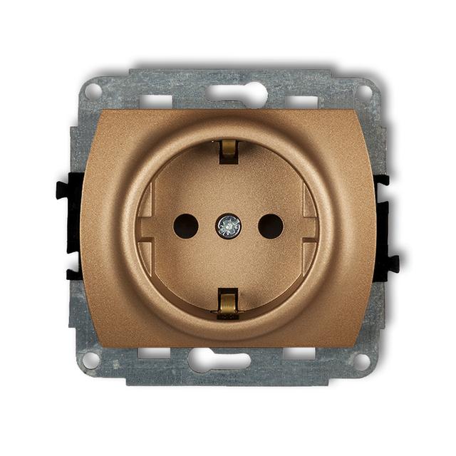 TREND Mechanizm gniazda pojedynczego z uziemieniem SCHUKO 2P+Z (przesłony torów prądowych) złoty met