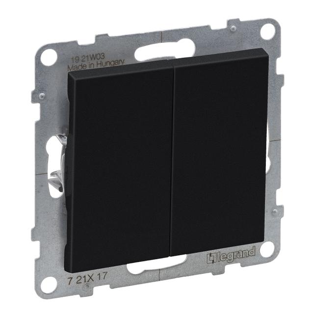 SUNO - Przycisk podwójny - 6 A - 250 V~ - zaciski automatyczne, Czarny, Legrand
