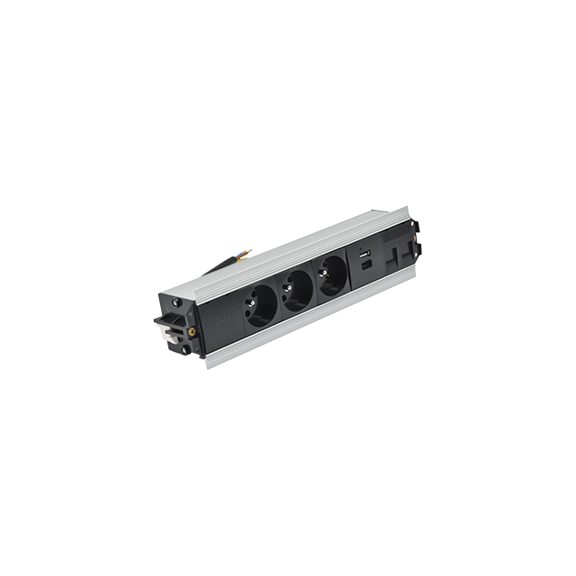 SIMON 480 TS48-530E30BK0-40 Indesk 3 gn. typ E + ładow. USB A+C i płytka dla 2 złączy RJ45 keystone;