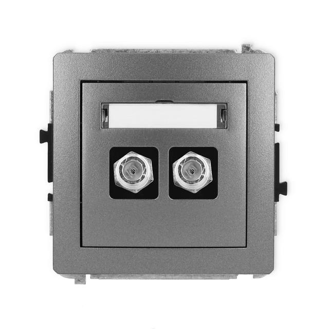 DECO Mechanizm gniazda antenowego podwójnego typu F (SAT) niklowany grafitowy