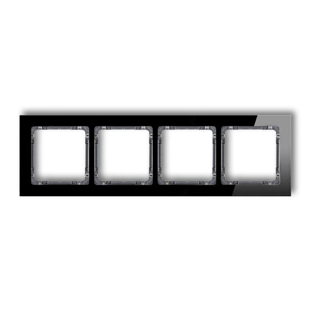 DECO Ramka uniwersalna poczwórna - efekt szkła (ramka: czarna; spód: grafitowy)