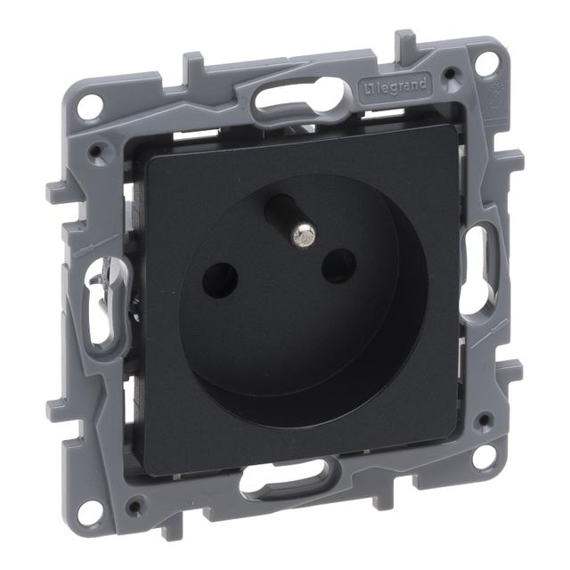 Niloe Selection - Gniazdo 2P+Z 16A - 250 V (Z Przesłoną Zaciski Śrubowe) Antracyt 762227 LEGRAND