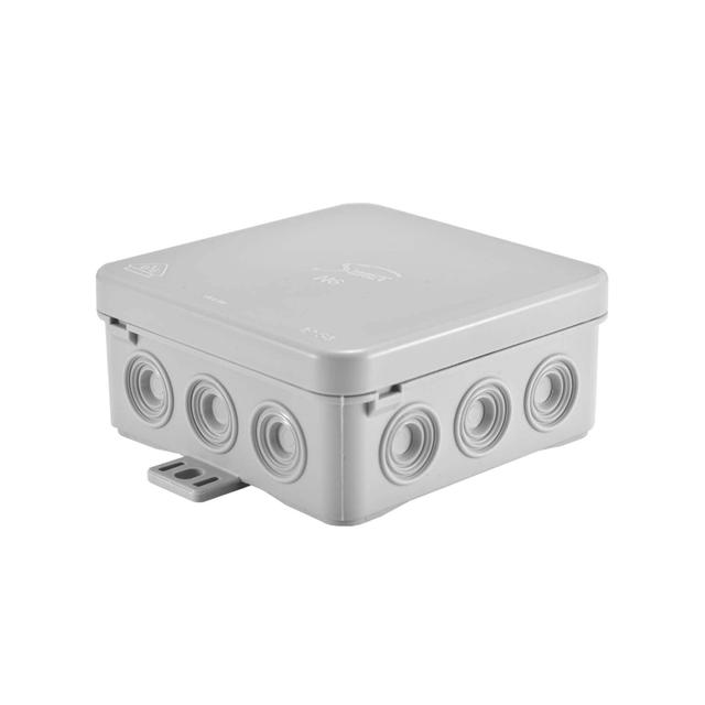 N6 ,  Puszka naścienna z dławicą zintegrowaną, samozatrzaskowa 85*85mm - Seria Fastbox, szary