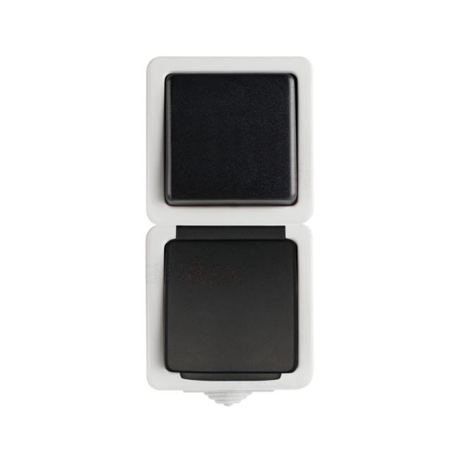 TEKNO 05-3121-143 cz  Łącznik jednobiegunowy + Gniazdo zasilające francuskie z ochroną styków