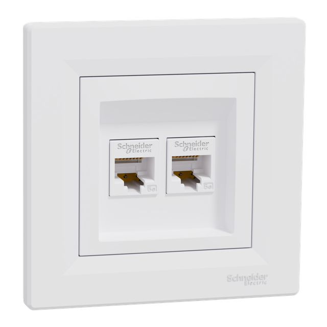 Asfora gniazdo podwójne komputerowe internetowe 2x RJ45 kat.5e UTP biały EPH4400121 SCHNEIDER