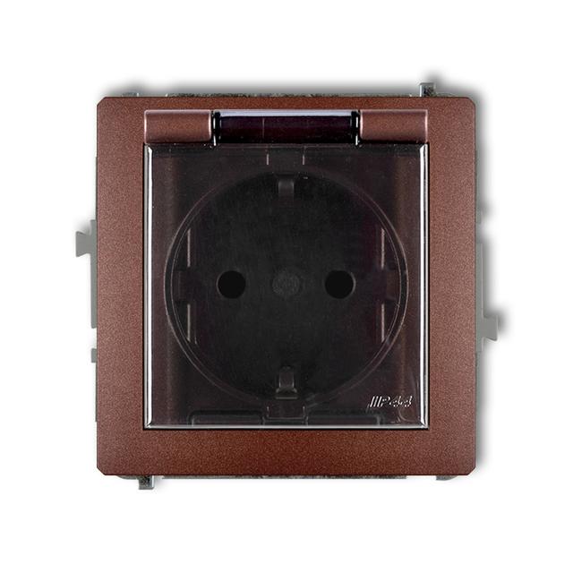 DECO Mechanizm gniazda bryzgoszczelnego z uziemieniem SCHUKO 2P+Z (klapka dymna, przesłony torów prą