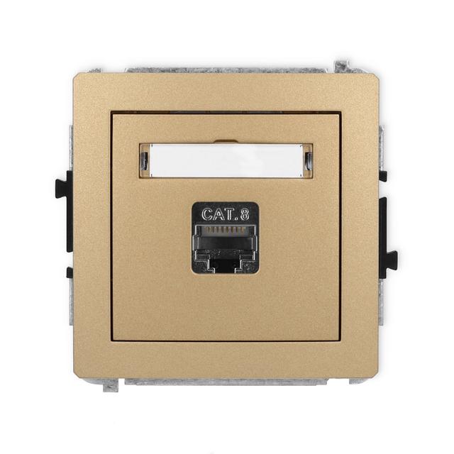 DECO Mechanizm gniazda komputerowego pojedynczego 1xRJ45, kat. 8, ekranowany, 8-stykowy złoty metali