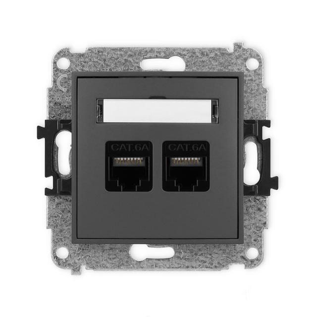 MINI Gniazdo podwójne komputerowe 2xRJ45, kat. 6A, 8-stykowy grafitowy mat 28MGK-8 KARLIK