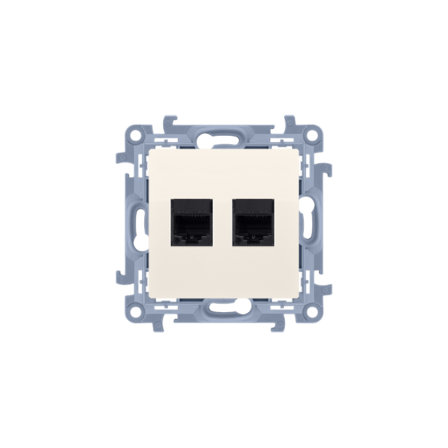 Simon 10 Gniazdo komputerowe podwójne RJ45 kategoria 5e krem