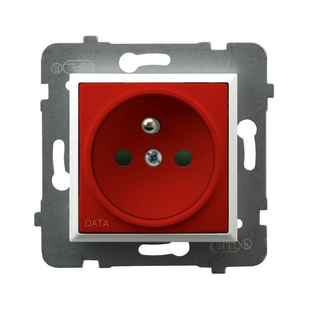 ARIA Gniazdo pojedyncze z uziemieniem DATA z przesłonami torów prądowych - kolor biały