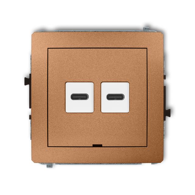 DECO Mechanizm ładowarki USB podwójnej 2xUSB C, 20W max., bez pola opisowego złoty metalik