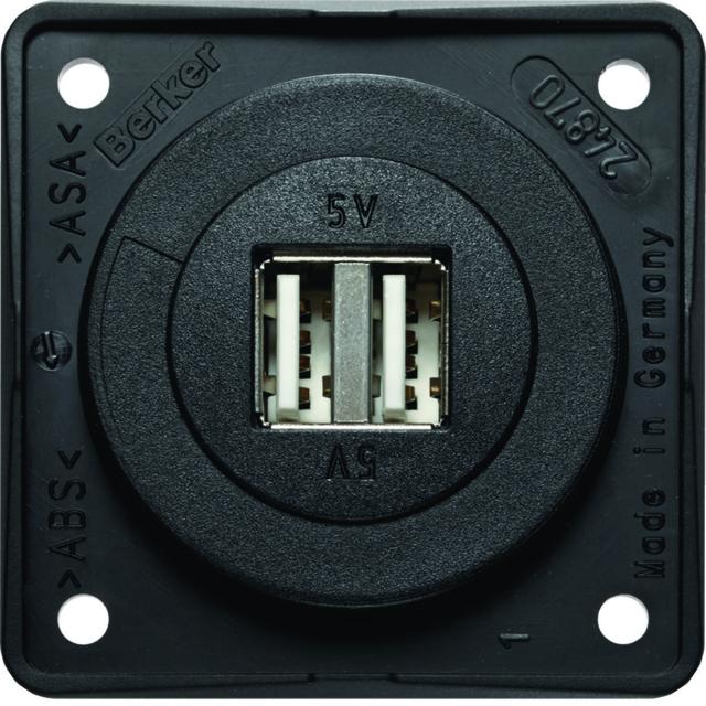 Integro Gniazdo USB ładowania podwójne, 12V, 3A; czarny mat, mechanizm czarny