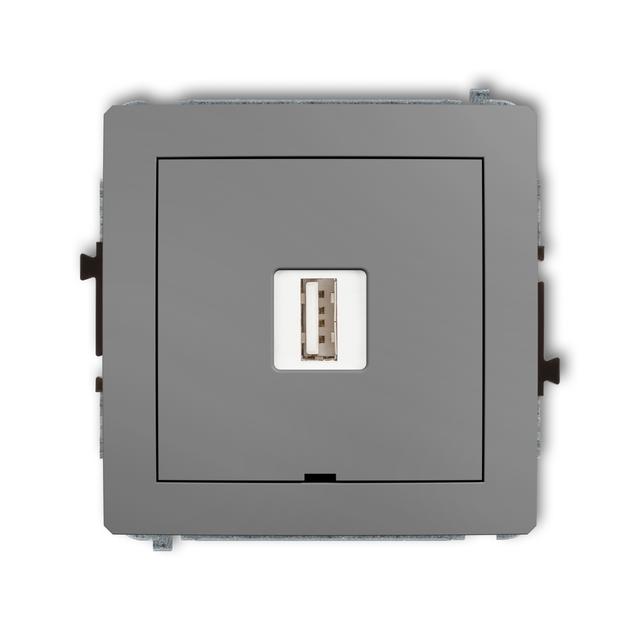 DECO Mechanizm ładowarki USB pojedynczej USB A, 5W max., 5V, 1A, bez pola opisowego szary mat