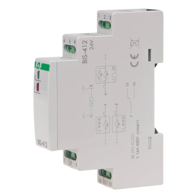 Przekaźnik bistabilny grupowy 9-30 V AC/DC BIS-412-24V F&F