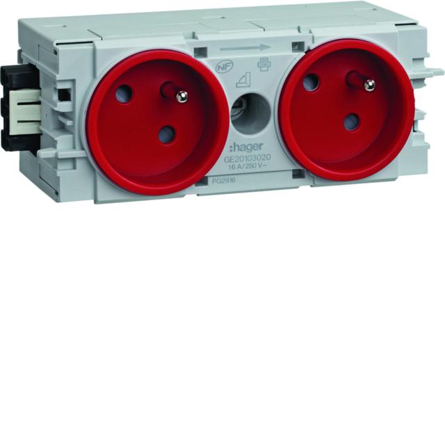 tehalit.WA Gniazdo kanałowe 2-krotne 2P+Z WAGO C-profil czerwony GE20103020 HAGER