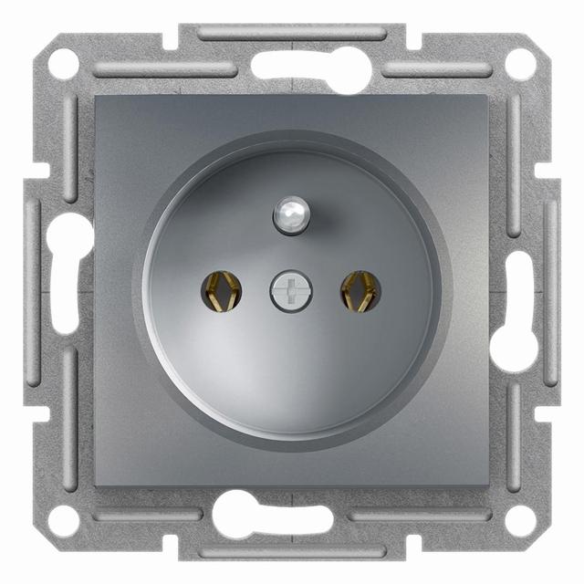 Asfora, gniazdo 2P+PE bez ramki, stal