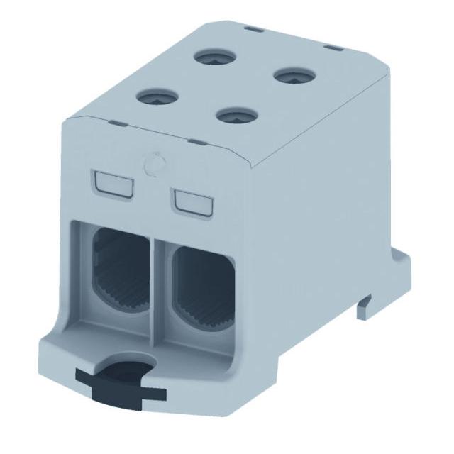 VC05-0031 ,  Złączka szynowa gwintowa rozgałęźna AL, CU, 25-150mm2, TS 35, 1 tor, 4 otw. zaciskowe,