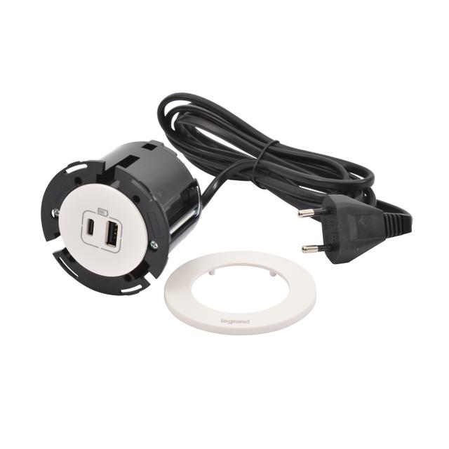 INCARA: DISQ 60 - USB A+C - 2,0 M-BIAŁY, Legrand