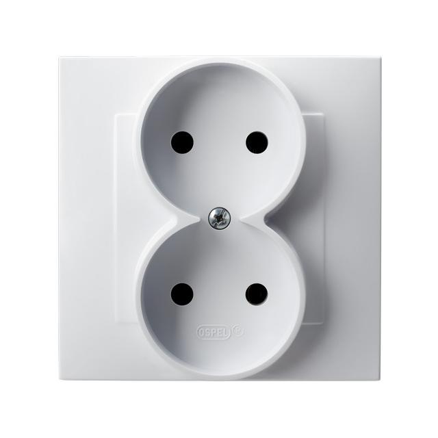 SZAFIR Gniazdo podwójne kompletne z ramką - kolor biały