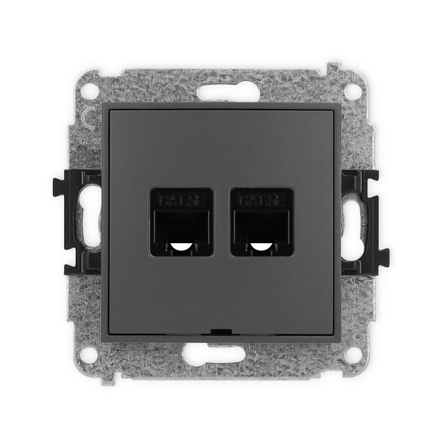 ICON Mechanizm gniazda komputerowego podwójnego 2xRJ45, kat. 5e, 8-stykowy, bez pola opisowego grafi