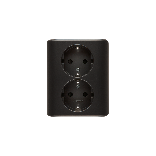 Simon 54 Gniazdo podwójne Schuko p/t z przesłonami wersja skandynawska 16A szybkozłączka antracyt