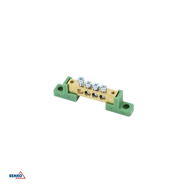 LISTWA ZACISKOWA NA IZOLATORACH PŁASKICH 8x12 4-TOROWA ZIELONA