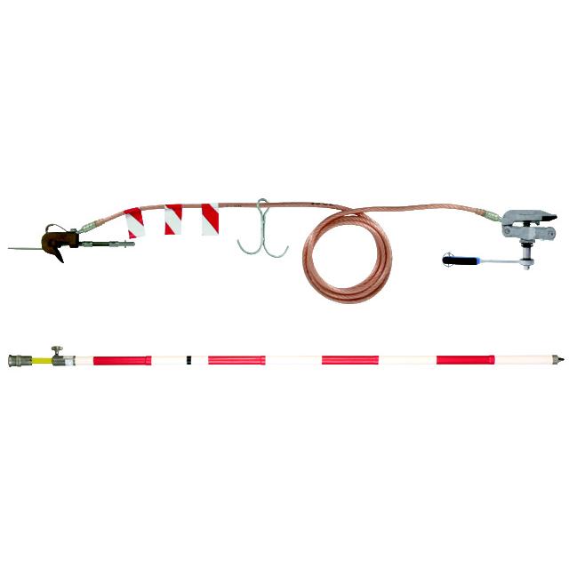 Zestaw uziemiający kolejowy, dł. 12 m, drążek teleskopowy