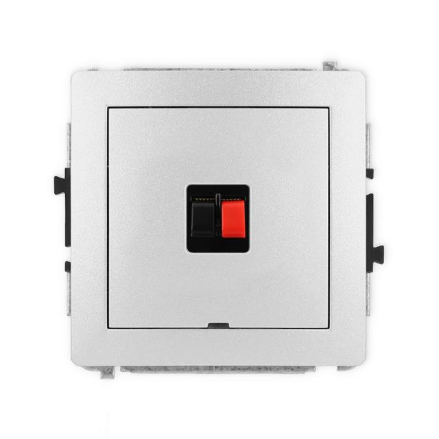 DECO Mechanizm gniazda głośnikowego pojedynczego, bez pola opisowego srebrny metalik