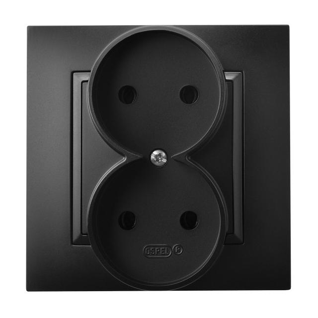 ARIA Gniazdo podwójne kompletne z ramką - kolor czarny metalik