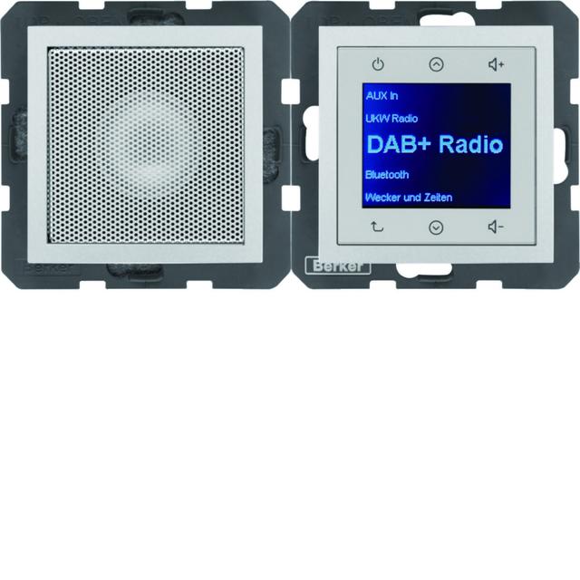 Berker B.Kwadrat/B.3/B.7 B.x Radio Touch podtynkowe DAB+ z głośnikiem alu mat 29801404 HAGER