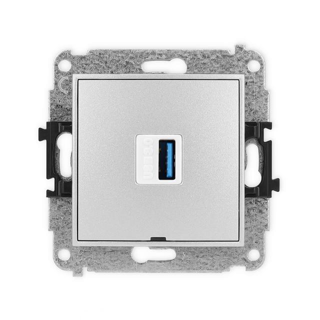 ICON Gniazdo pojedyncze USB A-A 3.0, bez pola opisowego srebrny metalik 7IGUSBBO-5 KARLIK