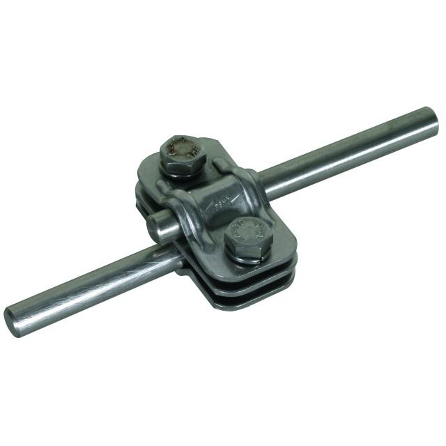 Zacisk probierczy z podkładką sprężystą, głowica HVI power / pręt uziemiający 10 mm, 200 kA, stal ni