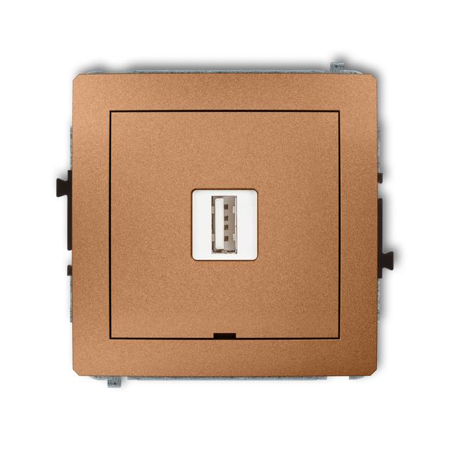 DECO Mechanizm ładowarki USB pojedynczej USB A, 5W max., 5V, 1A, bez pola opisowego złoty metalik