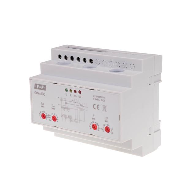 Ogranicznik poboru mocy trójfazowy pomiar bezpośredni do 50kW montaż na szynie DIN OM-630 F&F