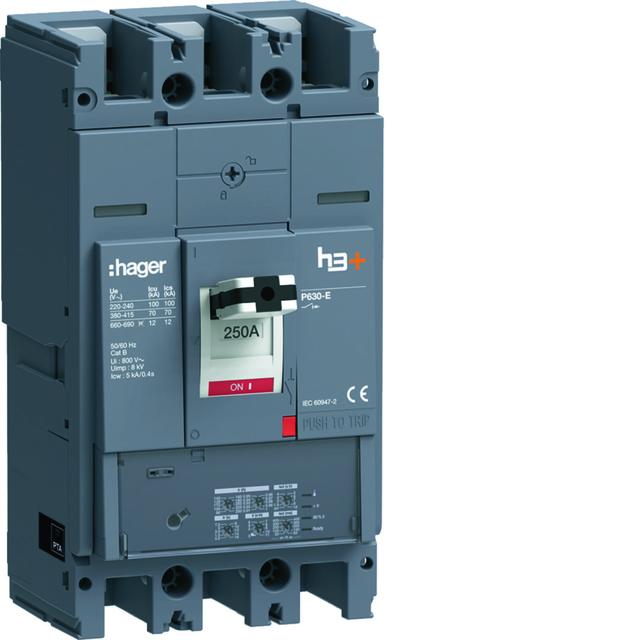 MCCB Wyłącznik mocy h3+ P630 LSI 3x250A 70kA HEW250JR HAGER