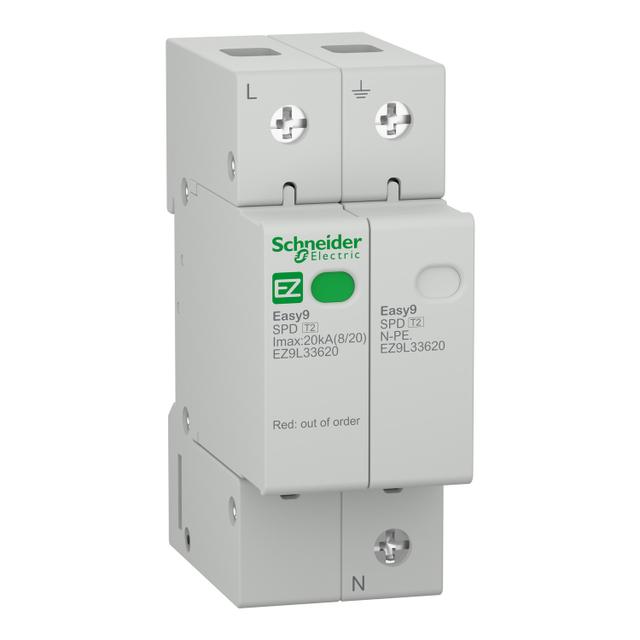 Ogranicznik przepięć Easy 9 Pro 1P+N Typ 2 Imax 20kA In 10kA Up 1,3 kV EZ9L33620 Schneider