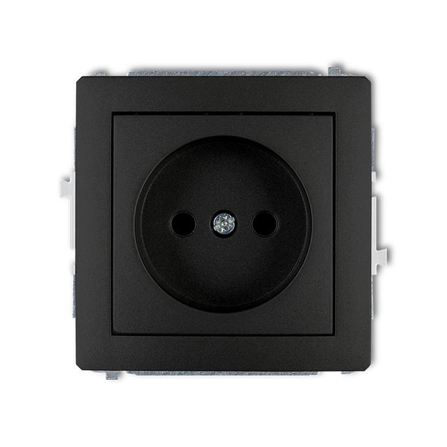 DECO Mechanizm gniazda pojedynczego bez uziemienia 2P (przesłony torów prądowych) czarny mat