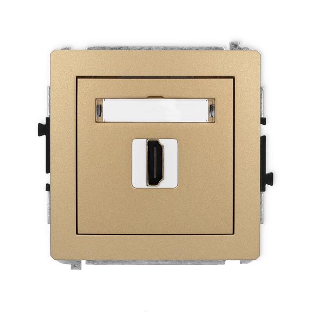 DECO Mechanizm gniazda pojedynczego HDMI 2.0 złoty metalik