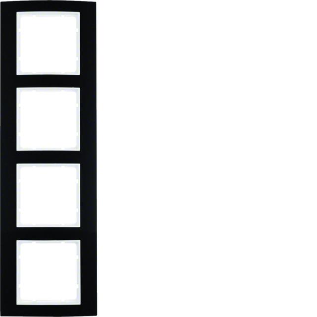 BERKER B.3 Ramka poczwórna aluminium czarna/biała 10143025 HAGER