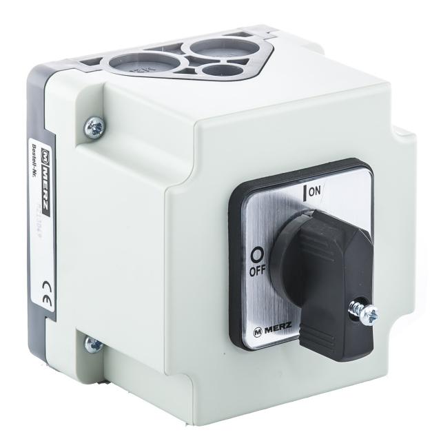 Rozłącznik krzywkowy 0-1 32A 2P w obudowie pokrętło małe czarne bez blokady IP65