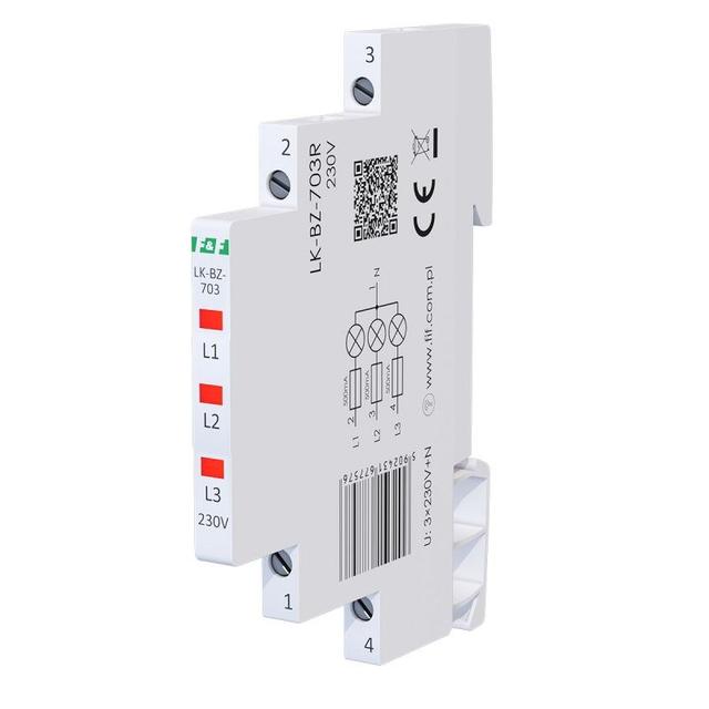 Lampka kontrolna zasilania z zabezpieczeniem 1/3S 3xLED CZERWONA LK-BZ-703R F&F