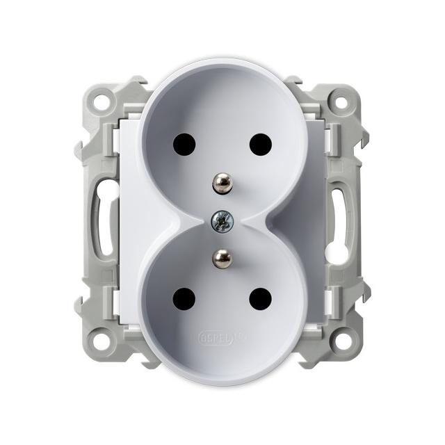 SZAFIR Gniazdo podwójne z uziemieniem moduł bez ramki - kolor biały