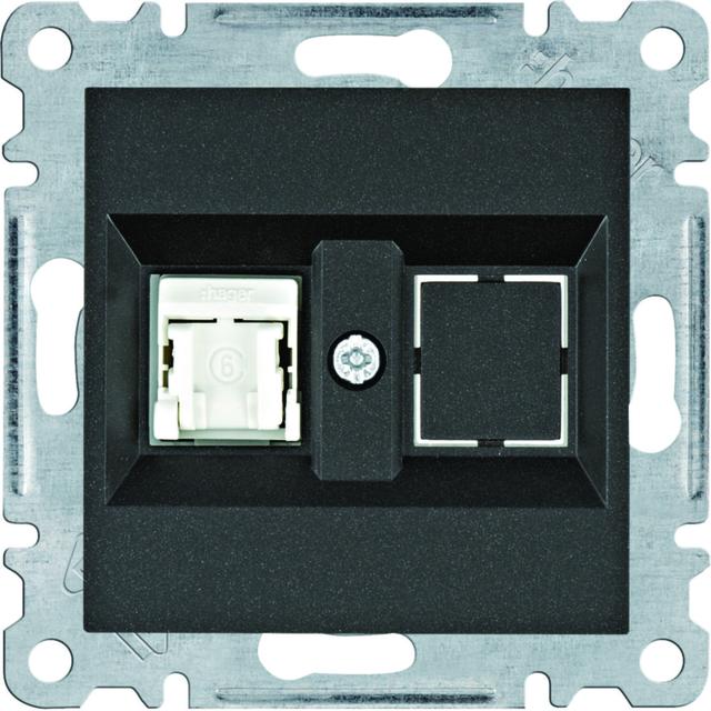 lumina Gniazdo komputerowe pojedyczne RJ45 kat.6 UTP czarny WL2153 HAGER