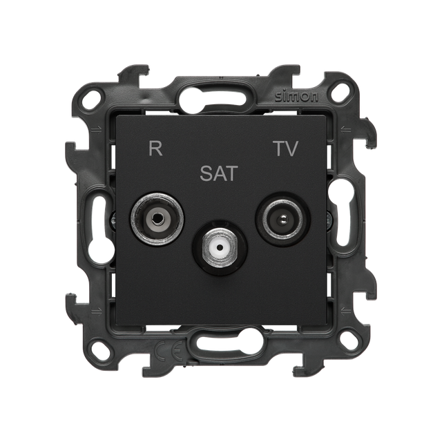 Simon 24 Gniazdo antenowe R-TV-SAT końcowe/zakończeniowe czarny mat NASK.01/49