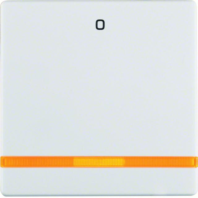 BERKER Q.x Klawisz z pomarańczową soczewką z nadrukiem 0 biały aksamit 16246089 HAGER