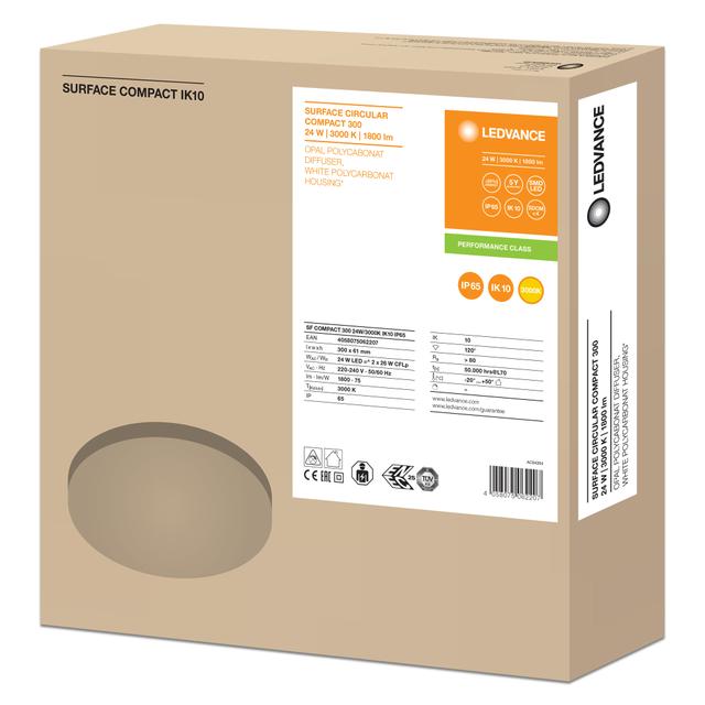 Oprawa sufitowa ścienna LED COMPACT IK10 24W 3000K Ciepła 4058075062207 LEDVANCE