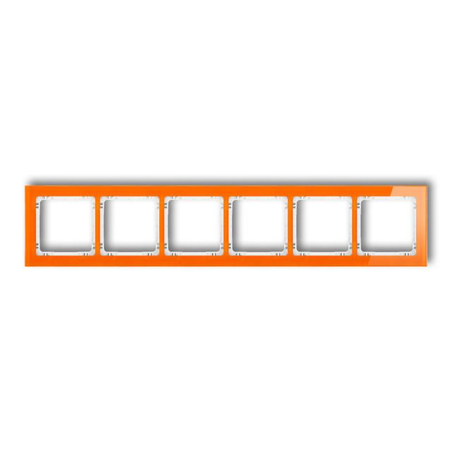 DECO Ramka uniwersalna sześciokrotna - efekt szkła (ramka: pomarańczowa; spód: biały)