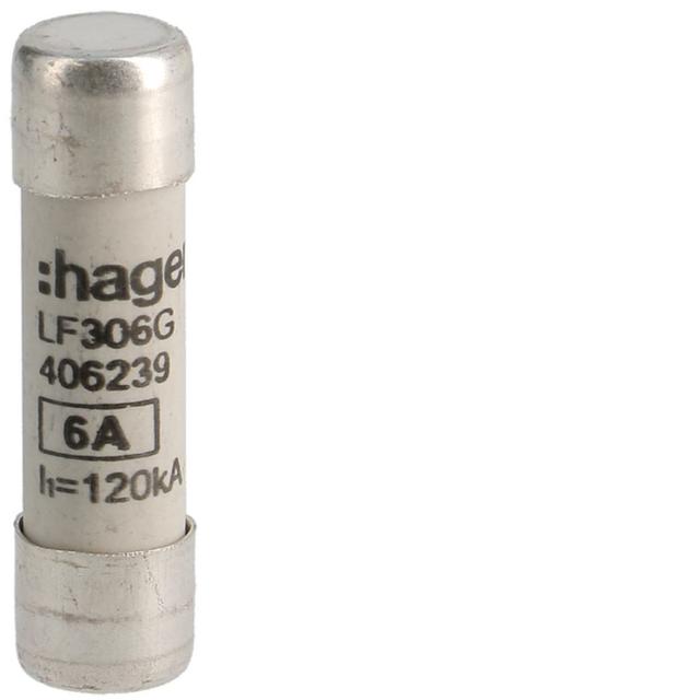 Wkładka bezpiecznikowa cylindryczna CH-10 10x38mm gG 6A 500VAC LF306G HAGER